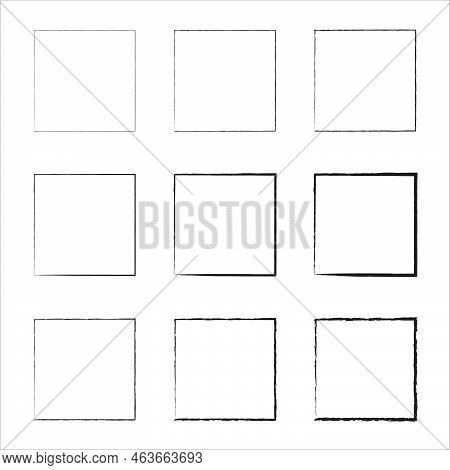Grunge Frames Vector Set. Borders Set. Rectangular Shapes. Decorative Design Elements. Dirty Grunge 