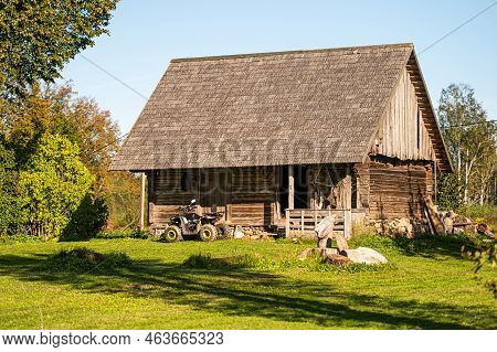 Traditional Latvian Rural Homestead, Barn And Yard, Vidzeme, Latvia