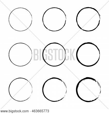 Hand Drawn Circles Sketch. Black Vector Doodle Ellipses. Doodle Circles For Design Elements. Bubble 