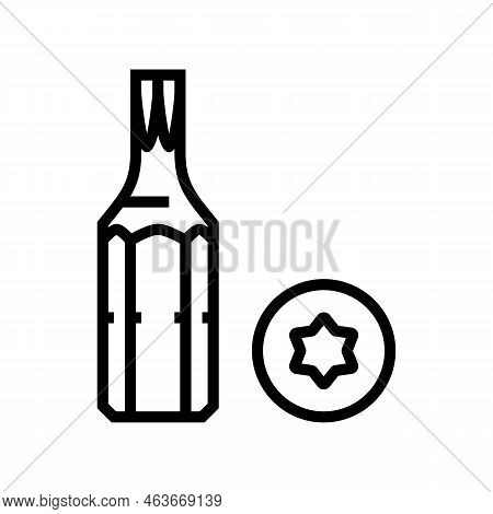 Torx Drive Screwdriver Bit Line Icon Vector. Torx Drive Screwdriver Bit Sign. Isolated Contour Symbo