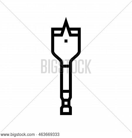 Spade Drill Bit Line Icon Vector. Spade Drill Bit Sign. Isolated Contour Symbol Black Illustration