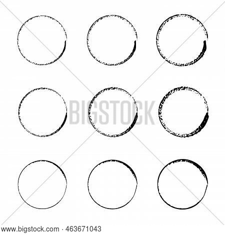 Hand Drawn Circles Sketch Frame Set. Rounds Scribble Line Circles. Ideal For Vintage Label Designs. 