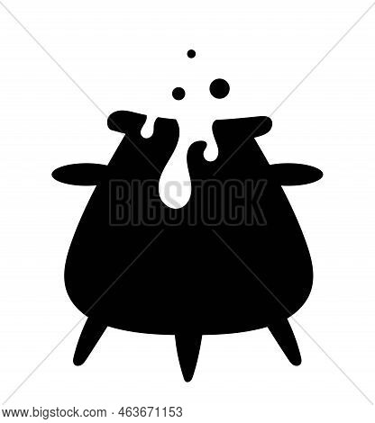 Halloween Boiler Silhouette. Magic, Imagination And Fantasy, Mysticism. Sorcery And Potion Brewing, 