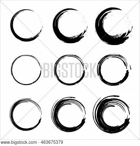 Collection Of Round. Black Vector Doodle Ellipses. Doodle Circles For Design Elements. Bubble Proet 