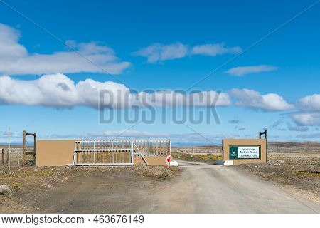 Tankwa, South Africa - Sep 4, 2022: Road P2250 Exit From The Tankwa Karoo National Park