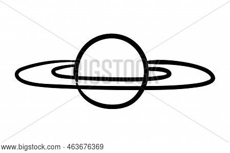 Hand Painted Planet. Sphere With Hoop. Space Body, Galaxies And Universes. Astronomy And Astrology. 