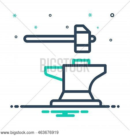 Mix Icon For Forge Anvil Stithy Manufacture Hammer Produce Metal Tough Iron