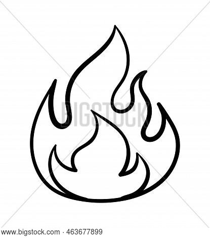 Hand Painted Fire. Sticker For Social Networks. Minimalistic Creativity And Art. Interface Element F