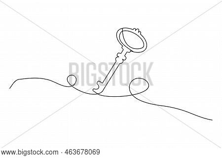 Linear Key. Graphic Design Element. Vector Illustration. Stock Image.