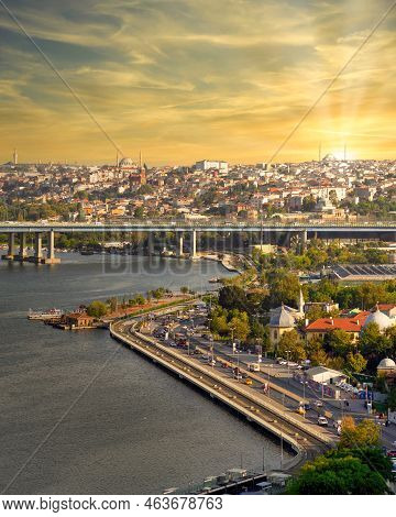 Istanbul, Turkey - September 1, 2022: Istanbul City View From Pierre Loti Teleferik Station Overlook