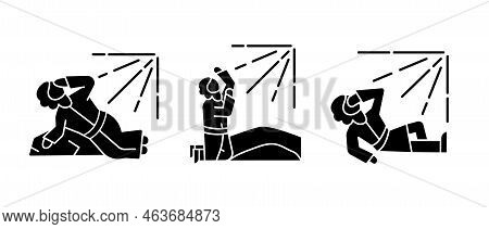 Saint Saul Conversion Black Glyph Icons Set On White Space. Biblical Character. Religious Narratives