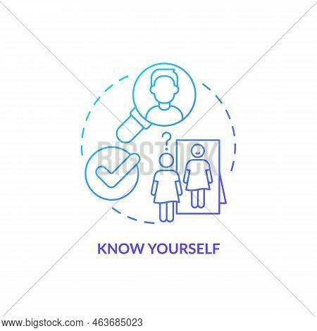 Know Yourself Blue Gradient Concept Icon. Practicing Self Recognition. Improving Self Esteem Abstrac