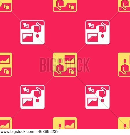 Yellow Trading Courses Icon Isolated Seamless Pattern On Red Background. Distance Learning Finance M