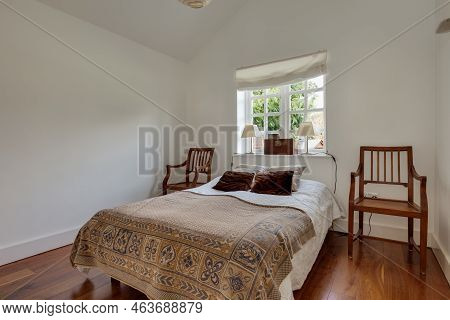 Stradishall, England - March 21 2016: Bright Modern Contemporary Furnished Bedroom Interior