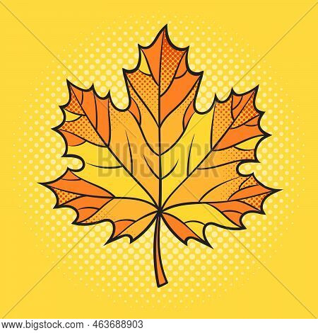 Maple Leaf Nature Plant Pinup Pop Art Retro Raster Illustration. Comic Book Style Imitation.