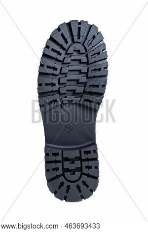 Black Shoe Sole. Isolated On A White Background