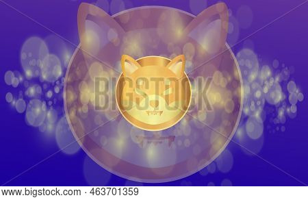 Shiba Virtual Currency Visuals On A Colorful Background. 3d Illustrations.