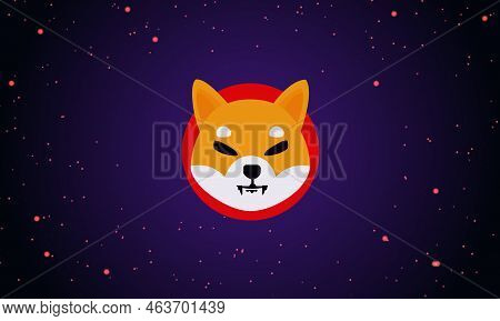 Shiba Virtual Currency Visuals On A Colorful Background. 3d Illustrations.