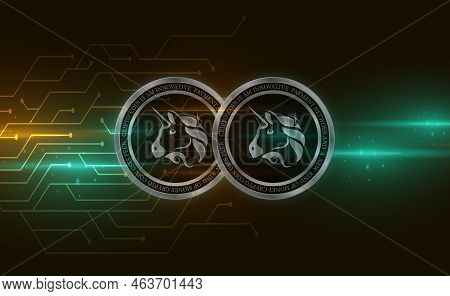 Uniswap Virtual Currency Images. 3d Illustrations. Coin Logo.
