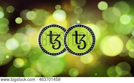 Tezos-xtz Virtual Currency Images. 3d Illustration. Coin Logo.