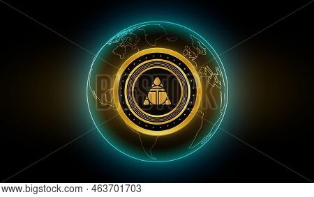 Images Of Alien Worlds-tlm Virtual Currency. Digital Coins. 3d Illustrations.