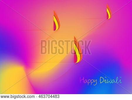 Happy Diwali Indian Celebration Template In Paper Cut Graphic Design Of Indian Diya Oil Lamps, Moder