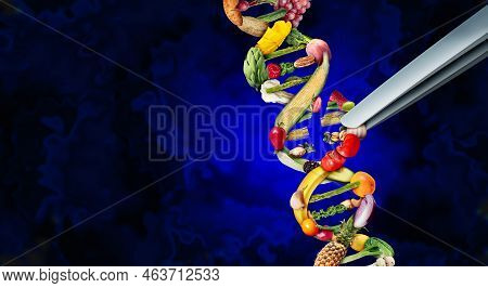 Agriculture Genetic Editing And Agricultural Crispr Concept Or Gene Engineering Of Food As A Group O