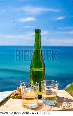 Txakoli Or Chacolí Slightly Sparkling Very Dry White Wine Produced In The Spanish Basque Country, Se