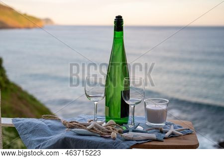 Txakoli Or Chacolí Slightly Sparkling Very Dry White Wine Produced In The Spanish Basque Country, Se