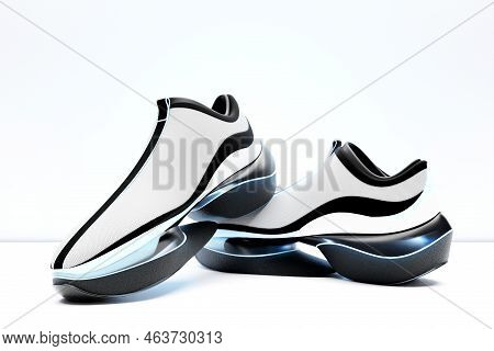 Black And White Sneaker Premium 3d Render  On A  Monochrone  Background