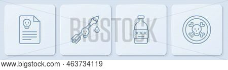 Set Line Radiation Warning Document, Poisoned Alcohol, The Arrow And Bones And Skull. White Square B