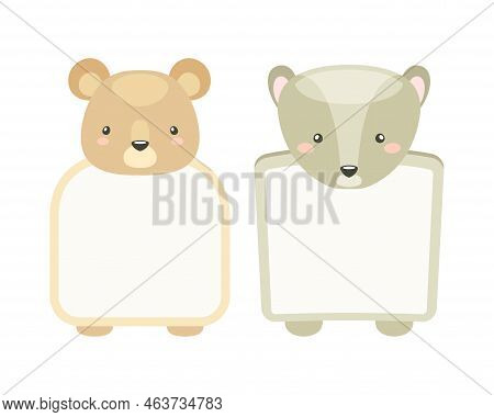 Frames With Animal Heads Or Notebook Page For Notes Vector Set