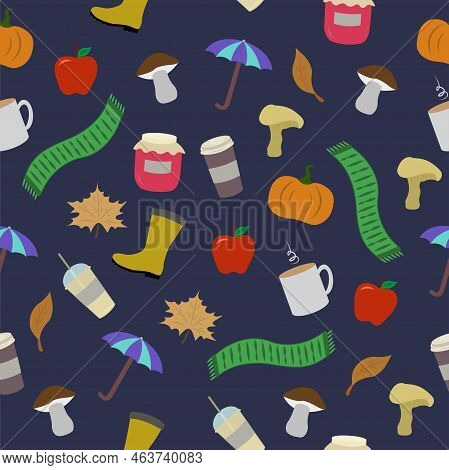 Cute Autumn Patter. Vector Illustration For Cards, Posters, Flyers, Webs And Other Use.