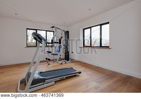 Dry Drayton, Cambridgeshire - Jan 10 2017: Contemporary Home Gym With Equipment In Brand New House