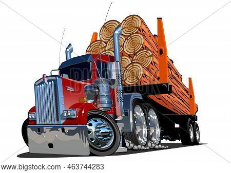 Cartoon Logging Truck Isolated On White Background. Available Eps-10 Vector Format Separated By Grou