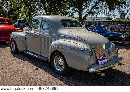 Falcon Heights, Mn - June 19, 2022: High Perspective Rear Corner View Of A 1940 Plymouth Deluxe P10 