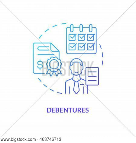 Debentures Blue Gradient Concept Icon. Debt Instrument. Finance. Source Of Long Term Financing Abstr