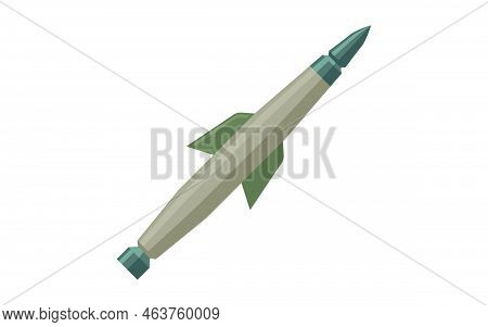 Military Missile Flat Vector Illustration. Weapon Isolated On White Background. War, Explosive Weapo