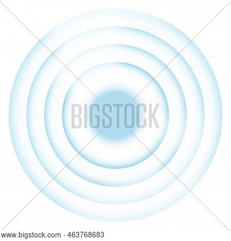 Blue Concentric Circles. Sonar Waves. Signal Source Isolated On White Background