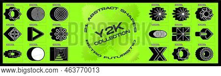 Retrofuturistic Y2k Geometry Design Elements Collection. Minimalist Geometric Elements. Objects In Y