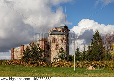 Veliky Novgorod, Russia - October 09, 2022: Remains Of 12th-century Church Of The Annunciation At Ru