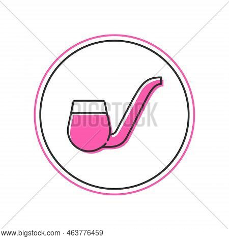 Filled Outline Smoking Pipe With Smoke Icon Isolated On White Background. Tobacco Pipe. Vector