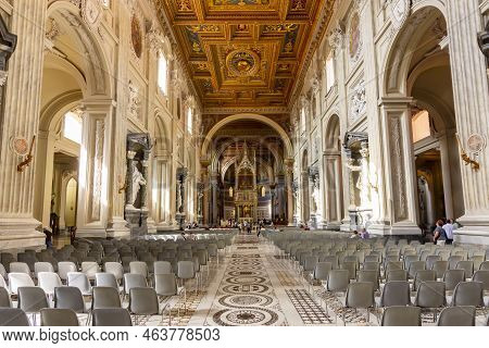 Rome, Italy - October 2022: Interiors Of Lateran Basilica In Rome