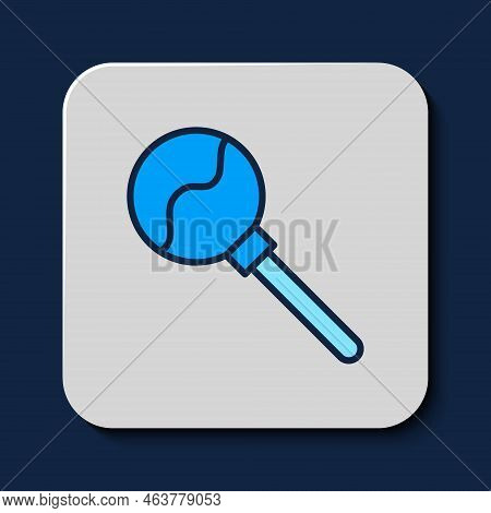 Filled Outline Lollipop Icon Isolated On Blue Background. Food, Delicious Symbol. Happy Halloween Pa