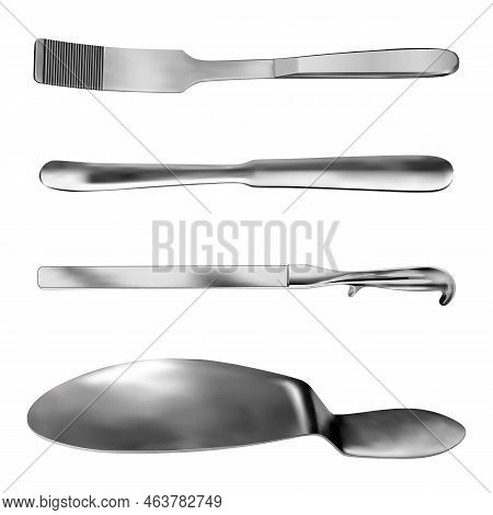 Set Of Surgical Abdominal Spatulas Kader Buyalsky Reverden. Special Medical Instruments For Surgical