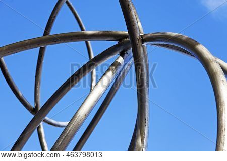Stockholm, Sweden - October 10, 2022: Artwork Of Metal Rings Outside Hovet