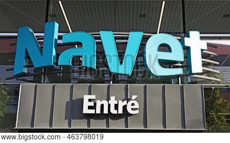 Umea, Norrland Sweden - October 5, 2022: The Sign At The Entrance To The Bath House In The Center