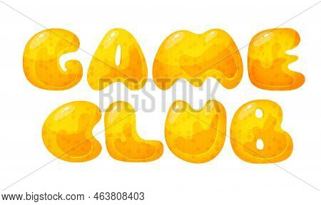 Kids Zone Vector Cartoon Banner. Honey Letters For Childrens Playroom Decoration. Sign For Childrens