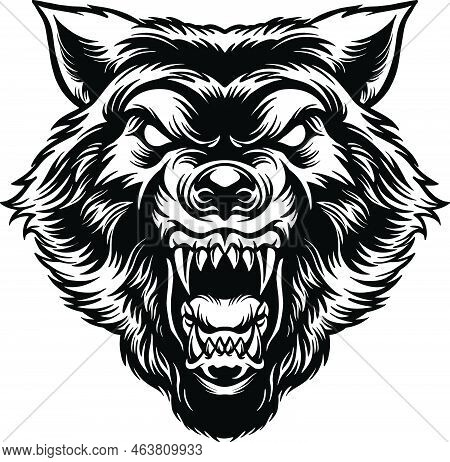 Silhouette Angry Wolf Head Tattoo Vector Illustrations For Your Work Logo, Merchandise T-shirt, Stic