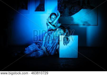 Theater Actor Artists Player Thespian Perform Play For Audience On Playhouse Public Stage. Theatre S